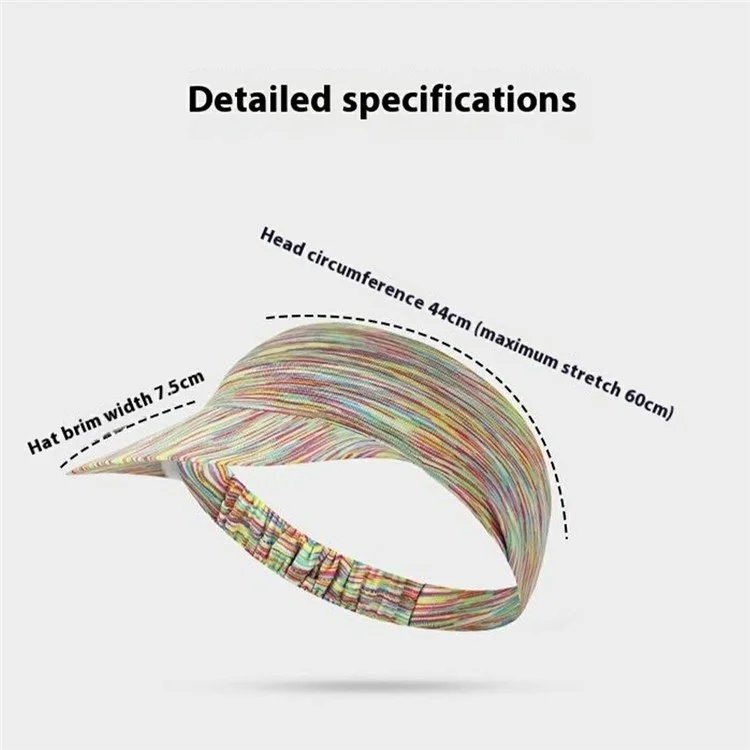 Casquette de sport pour course extérieure - Visière pare-soleil respirante à large bord, séchage rapide, sans sommet - Arc-en-ciel