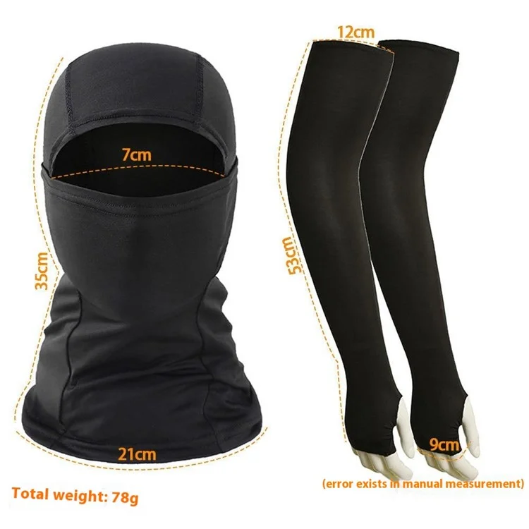 Manchettes de Protection Solaire en Soie Glacée avec Masque de Visage Cagoule pour Cyclisme Escalade Course - Grilles Saphir