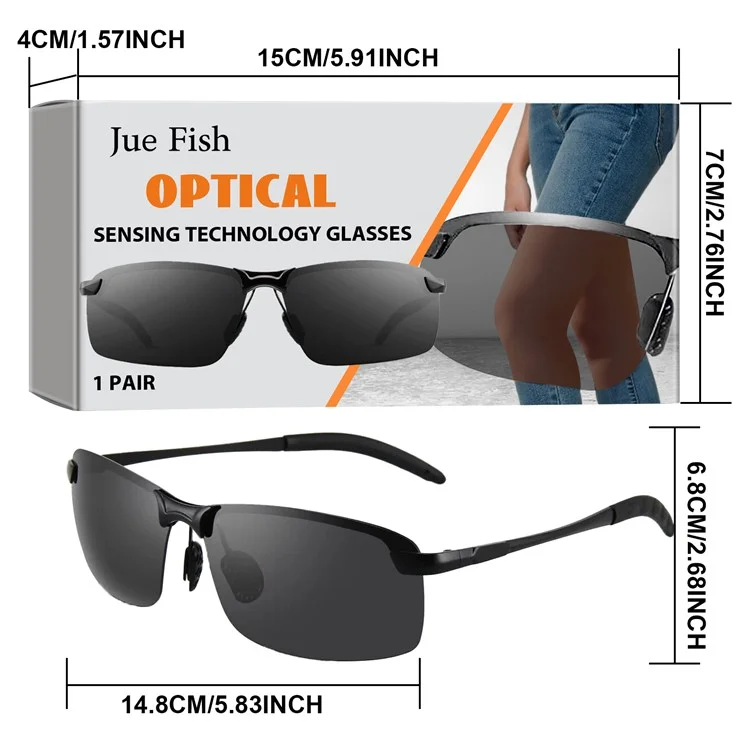 JUE-FISH JUC08-A001-1-WH1 Optical Sensing Glasses Outdoor UV Protection Polarized Sunglasses