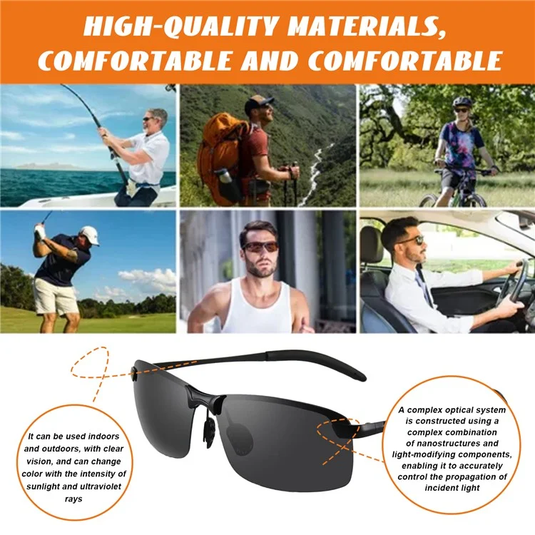 JUE-FISH JUC08-A001-1-WH1 Optical Sensing Glasses Outdoor UV Protection Polarized Sunglasses