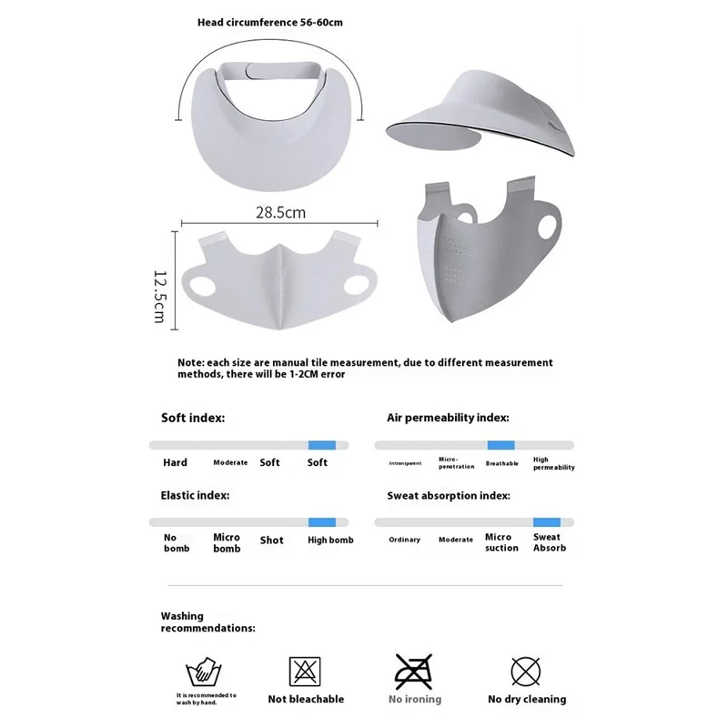 Outdoor Running Sun Protection Full Face Mask Hat Ice Silk UV Shield Wide Brim Visor Cap + Mask - Dark Grey