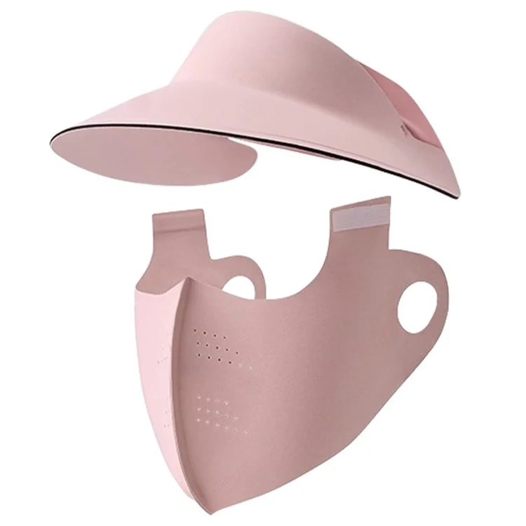 Masque de protection solaire pour course en extérieur avec visière large et écran facial - Protection UV en soie glacée + Masque - Rose