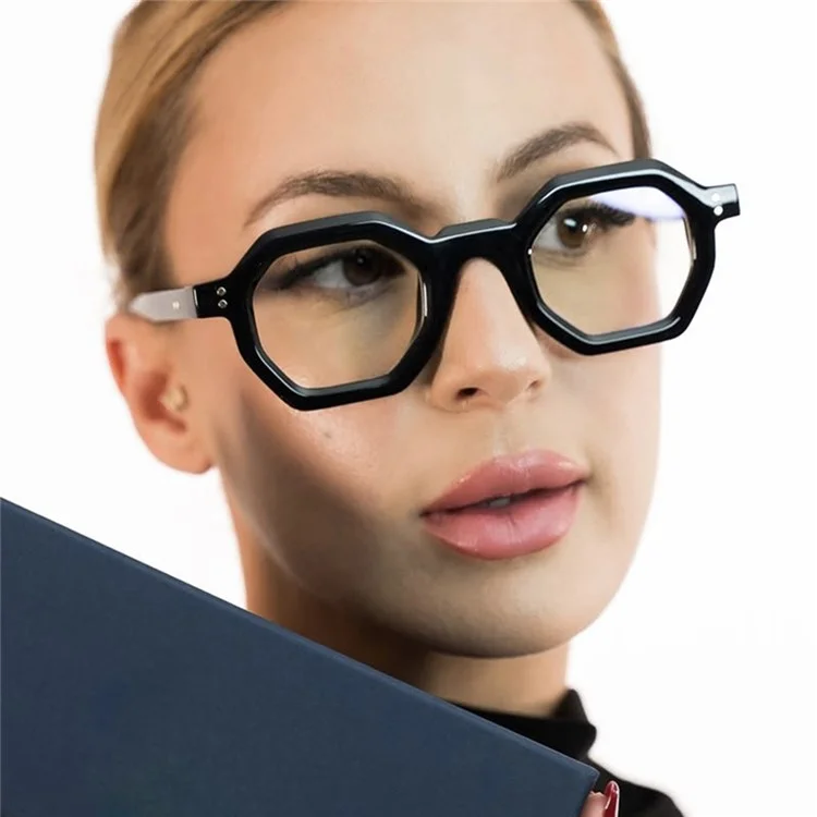Retro Polygon Frame Eyeglasses Blue Light Blocking Glasses for Eye Strain Prevention Eyewear - C1