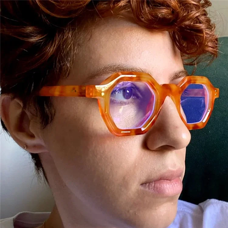 Retro Polygon Frame Eyeglasses Blue Light Blocking Glasses for Eye Strain Prevention Eyewear - C1
