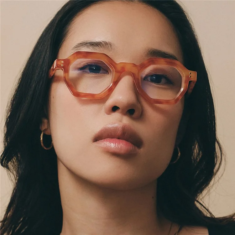Retro Polygon Frame Eyeglasses Blue Light Blocking Glasses for Eye Strain Prevention Eyewear - C1