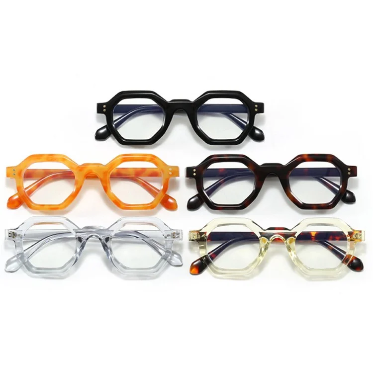 Retro Polygon Frame Eyeglasses Blue Light Blocking Glasses for Eye Strain Prevention Eyewear - C1