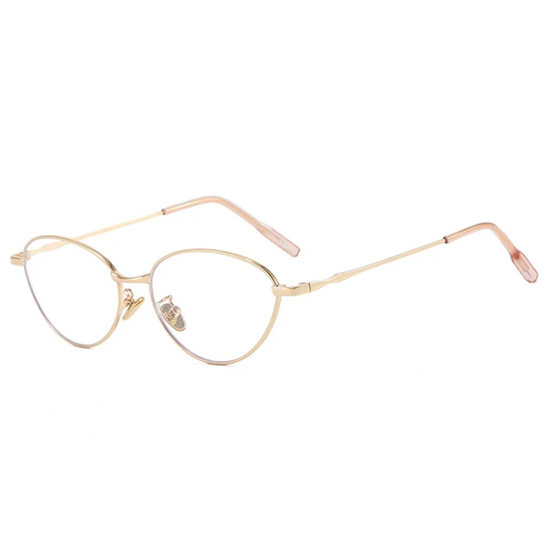 Fashion Oval Small Frame Glasses Anti Blue Light Eyewear Eye Protection Plain Eyeglasses - C2