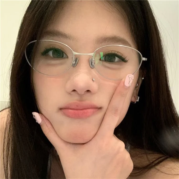 Fashion Oval Small Frame Glasses Anti Blue Light Eyewear Eye Protection Plain Eyeglasses - C2