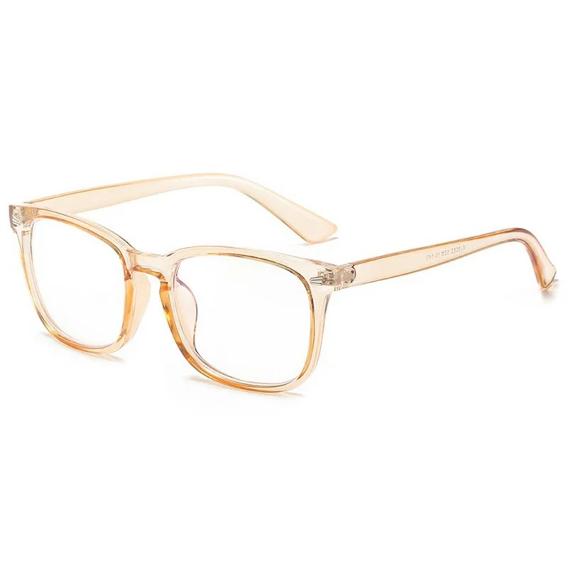 Non Prescription Blue Light Blocking Glasses Retro Square Frame Anti Eye Strain Eyewear for PC Laptop Users - Transparent Tawny