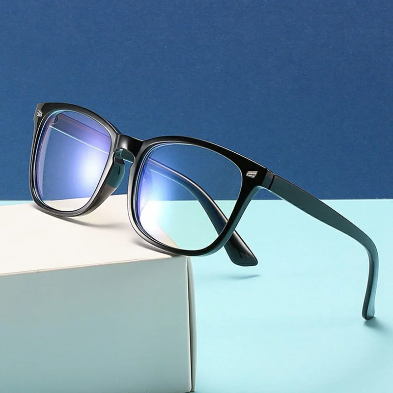 Non Prescription Blue Light Blocking Glasses Retro Square Frame Anti Eye Strain Eyewear for PC Laptop Users - Transparent Tawny
