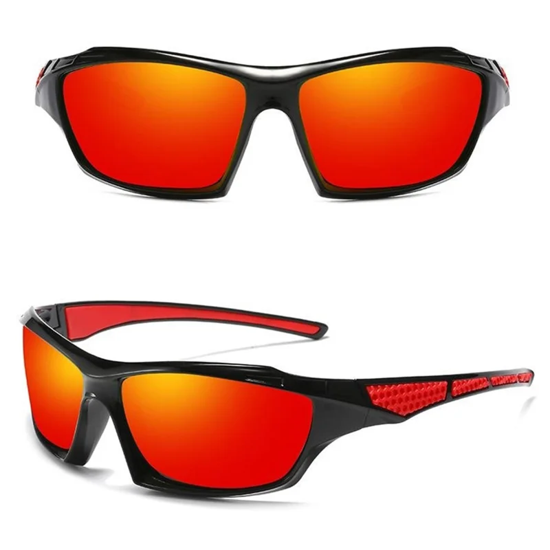 5530 Polarized Sunglasses for Men Women Outdoor Driving Glasses Cycling Sports Eyewear - Black + Red / Red Mirrored Lens
