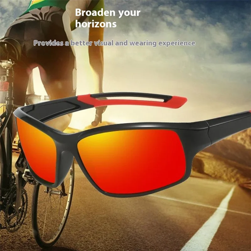 Gafas de Ciclismo Polarizadas 8515 con Visión Nocturna, Protección UV para Deportes al Aire Libre, Lente Fotocromática - Negro + Rojo / Lente Espejada Roja