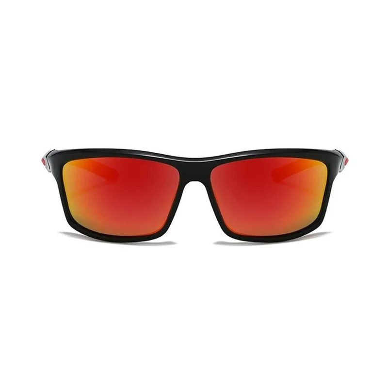 8517 Photochromic Sunglasses Wrap-Around Polarized Sun Glasses UV400 Protection - Black + Red / Red Mirrored Lens
