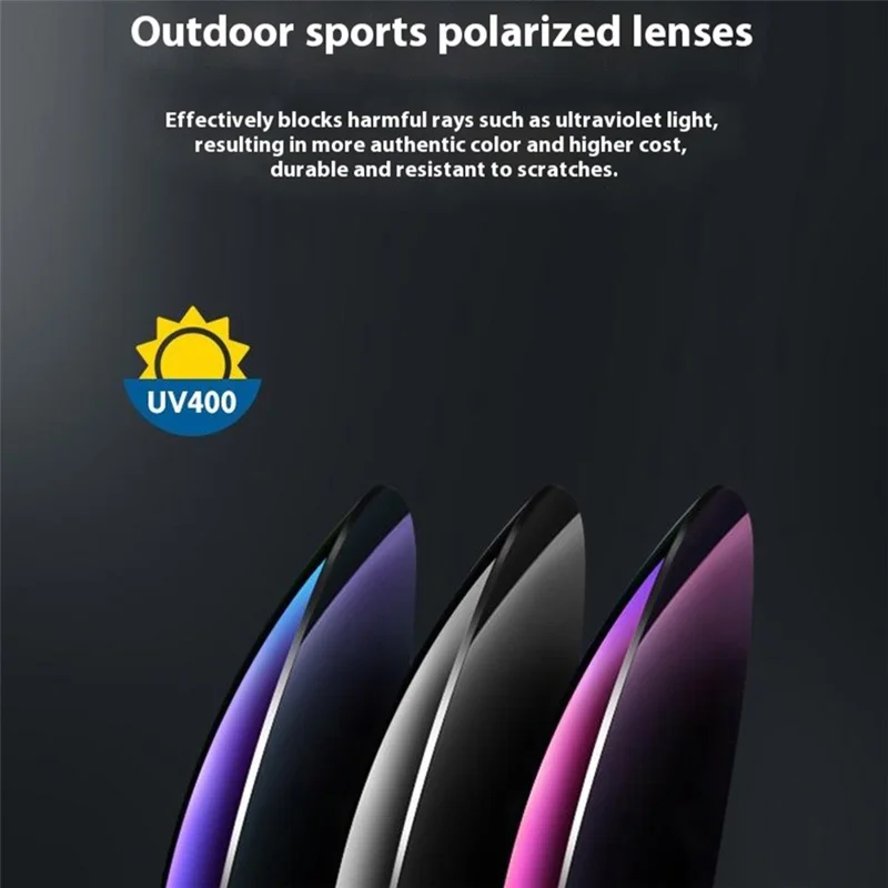 8517 Photochromic Sunglasses Wrap-Around Polarized Sun Glasses UV400 Protection - Black + Red / Red Mirrored Lens