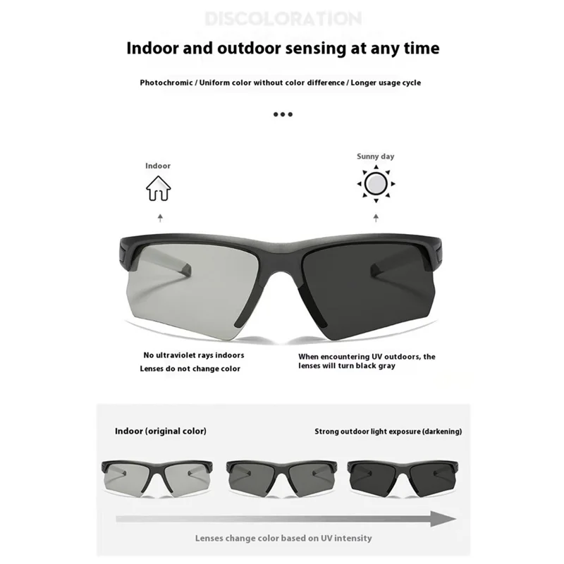 8508 Photochromic Sunglasses UV400 Protection Polarized Glasses Sports Eyewear - Red / Red Mirrored Lens