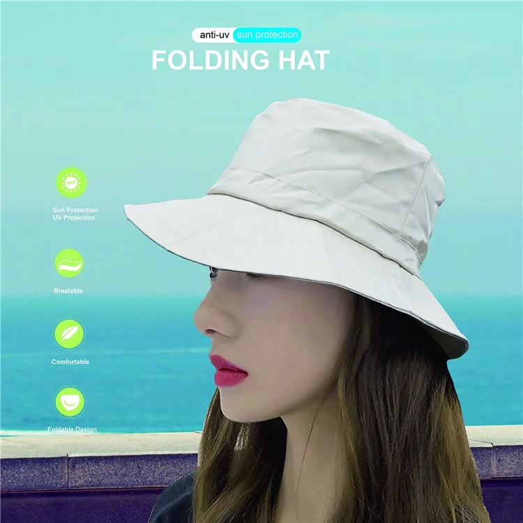 PICTET.FINO RH55 Summer Beach Women Folding Bucket Cap UPF50+ Sun Protection Fisherman Hat - Khaki