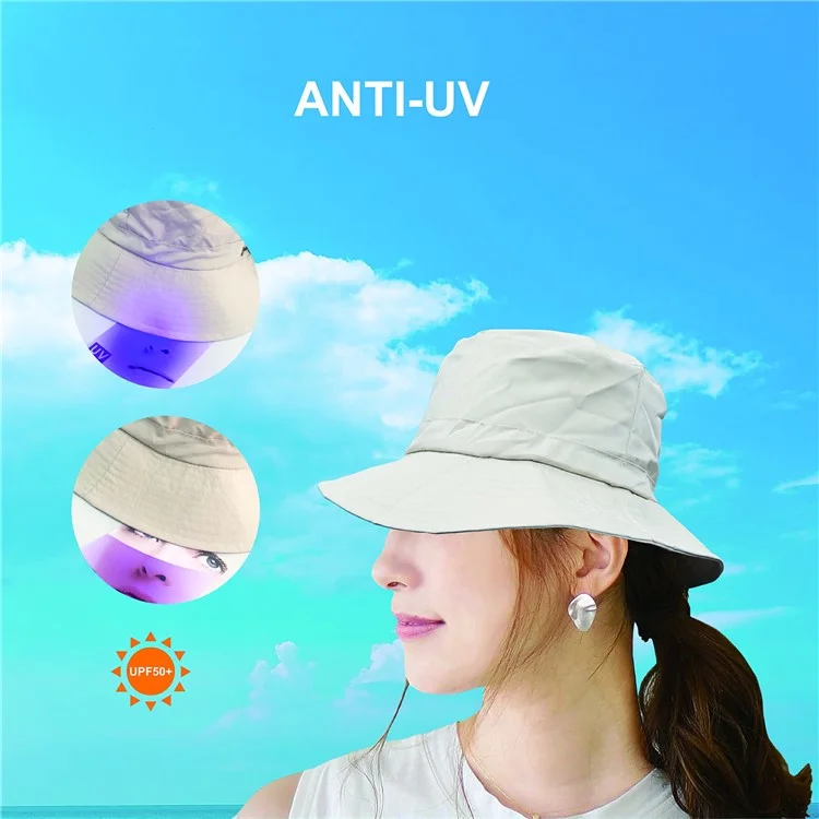 PICTET.FINO RH55 Summer Beach Women Folding Bucket Cap UPF50+ Sun Protection Fisherman Hat - Khaki
