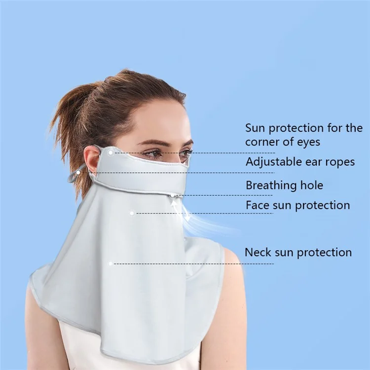PICTET.FINO RH84 UV Protection Women Ice Silk Face Mask Neck Scarf with Adjustable Ear Loops - Baby Blue