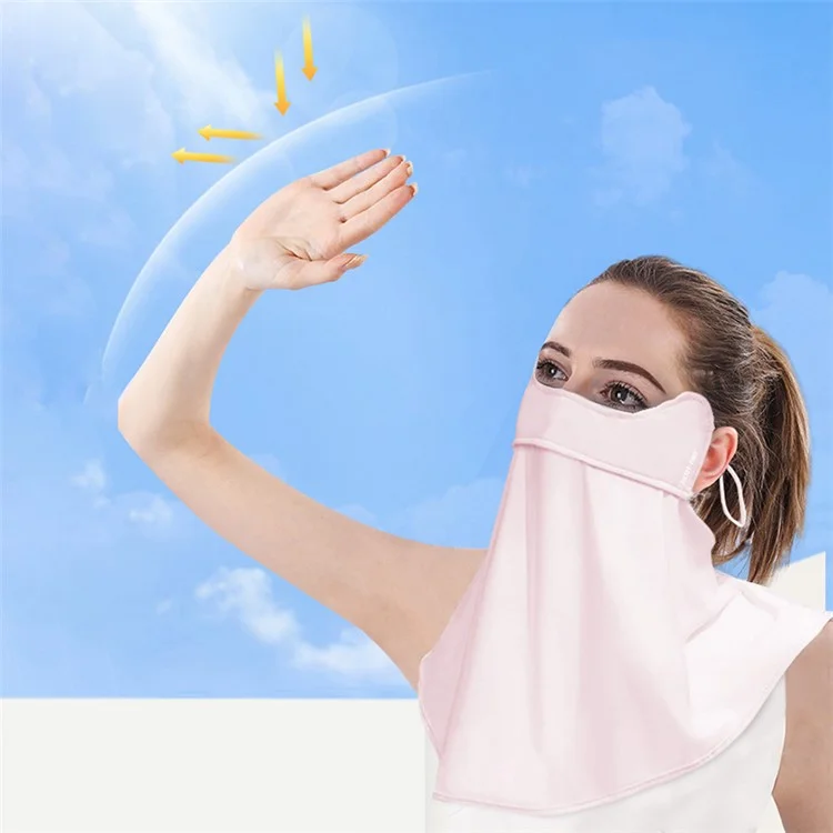 PICTET.FINO RH84 UV Protection Women Ice Silk Face Mask Neck Scarf with Adjustable Ear Loops - Baby Blue