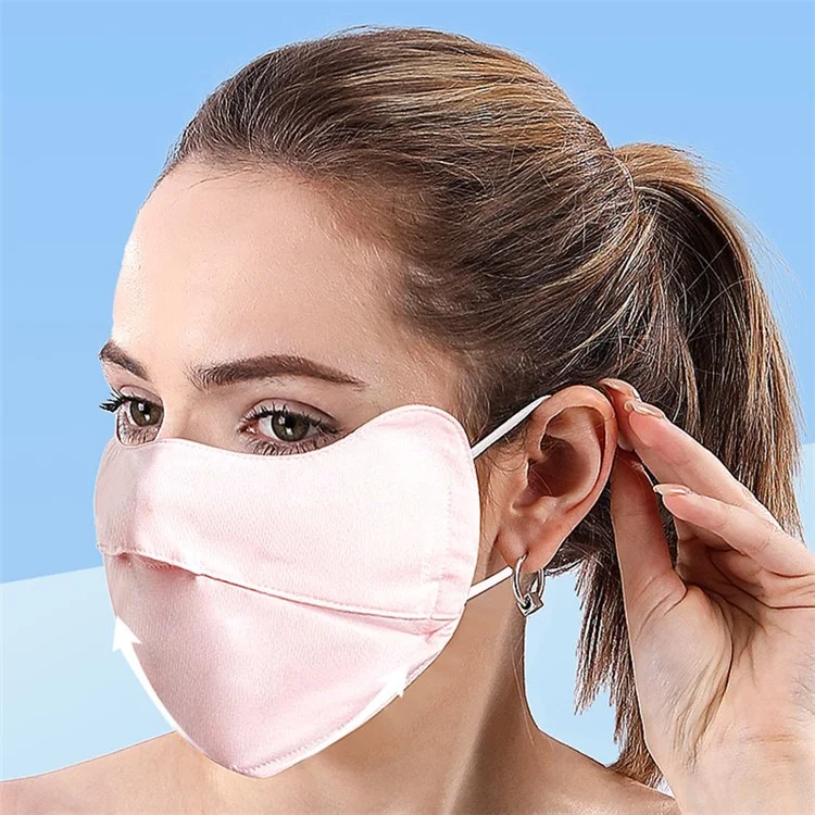 PICTET.FINO RH83 Ice Silk Face Mask UV Protection Breathable Summer Women Face Cover - Light Pink