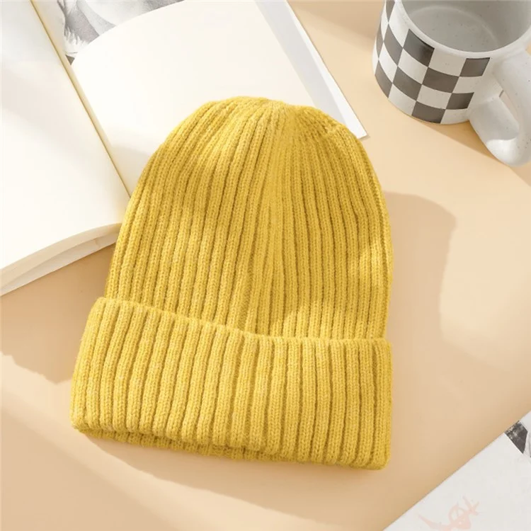 DMZ03 Winter Warme Hüte für Erwachsene Warme Strickmütze Polyacryl-Faser Unisex Weiche Mütze - Golden Yellow