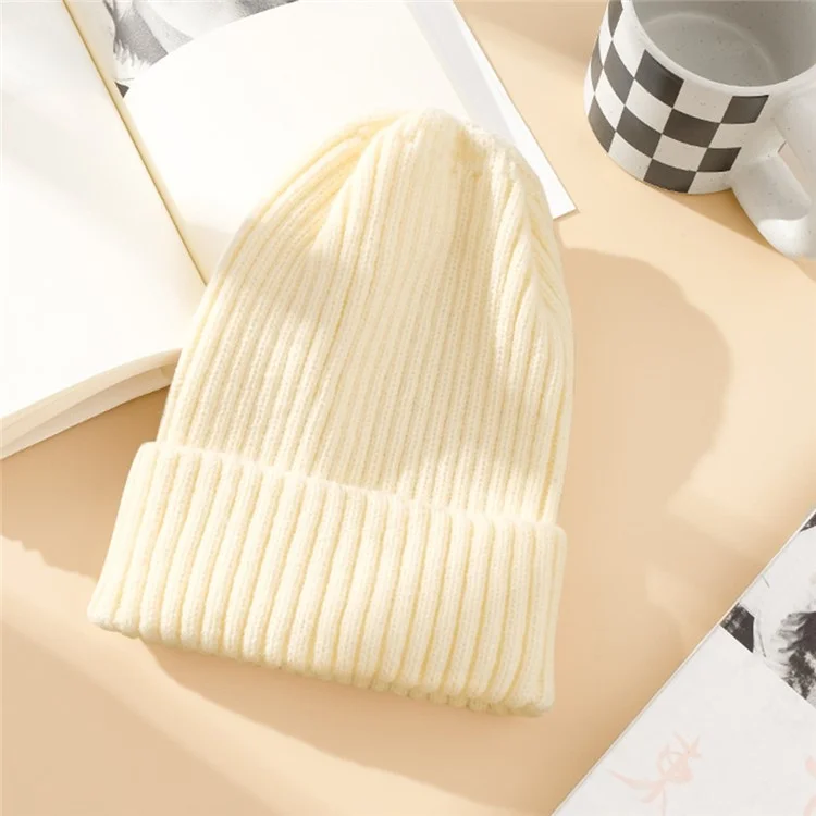 DMZ03 Winter Warm Hats for Adults Warm Knit Beanie Hat Polyacrylic Fiber Unisex Soft Hat - White