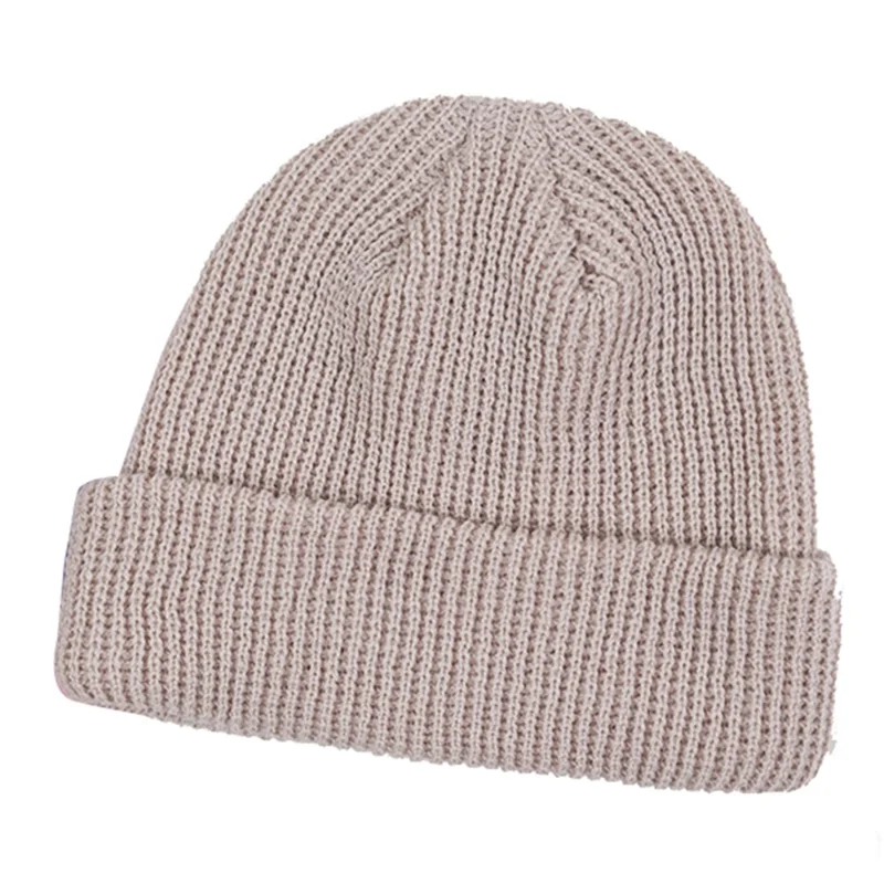 yw666 Solid Color Winter Warm Hat Unisex Knitted Beanie Cap Acrylic Fiber Soft Hat - Khaki
