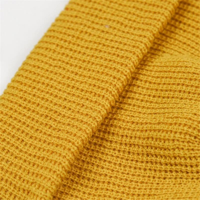 yw666 Solid Color Winter Warm Hat Unisex Knitted Beanie Cap Acrylic Fiber Soft Hat - Khaki