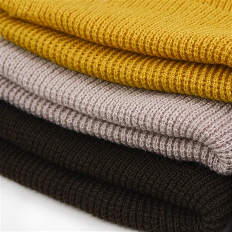 yw666 Solid Color Winter Warm Hat Unisex Knitted Beanie Cap Acrylic Fiber Soft Hat - Coffee