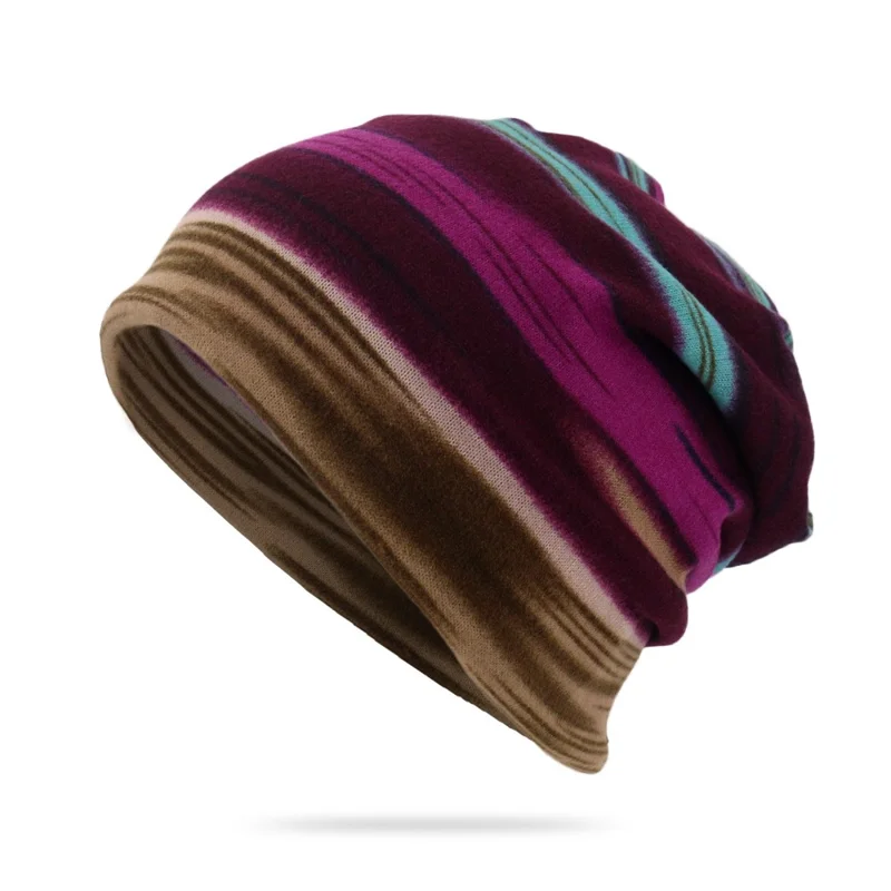 DRNM003 Multifunction Beanie Hat Scarf Soft Stretch Polyester Sweat Headband Cap Hat for Men, Women - Purple