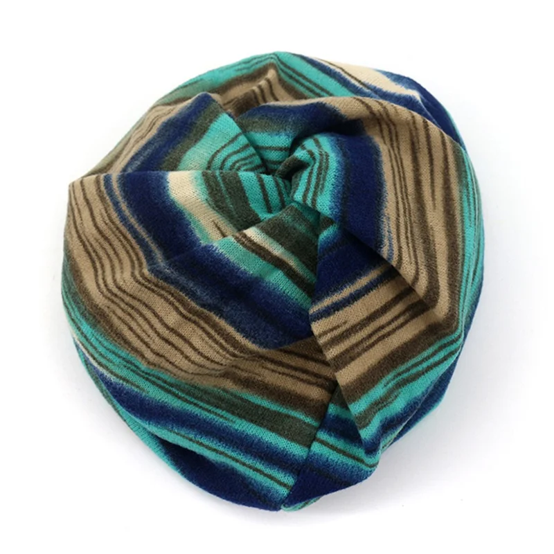 DRNM003 Multifunction Beanie Hat Scarf Soft Stretch Polyester Sweat Headband Cap Hat for Men, Women - Lake Blue