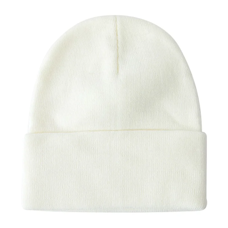 3189MX 80g Knitted Hat Women Men Skullcap Autumn Winter Elastic Beanie Cap - White