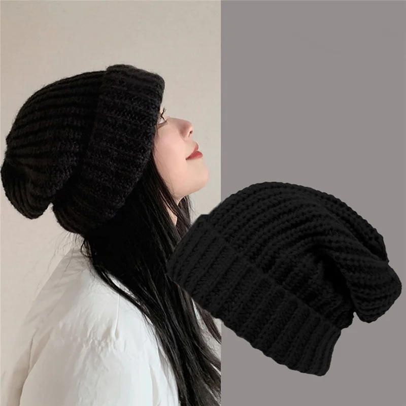 3189MX 80g Knitted Hat Women Men Skullcap Autumn Winter Elastic Beanie Cap - White