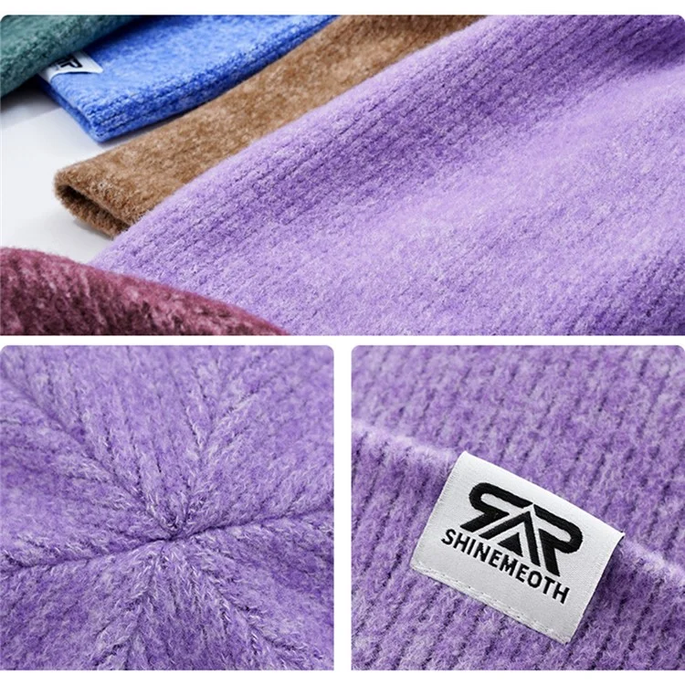 SHINEMEOTH Winter Warm Windproof Skull Cap Unisex Solid Color Elastic Beanie Knit Hat - SH-8EE014-14
