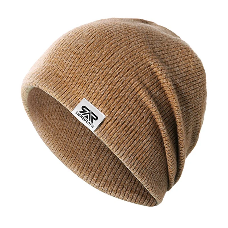 SHINEMEOTH Winter Warm Windproof Skull Cap Unisex Solid Color Elastic Beanie Knit Hat - SH-8EE014-01
