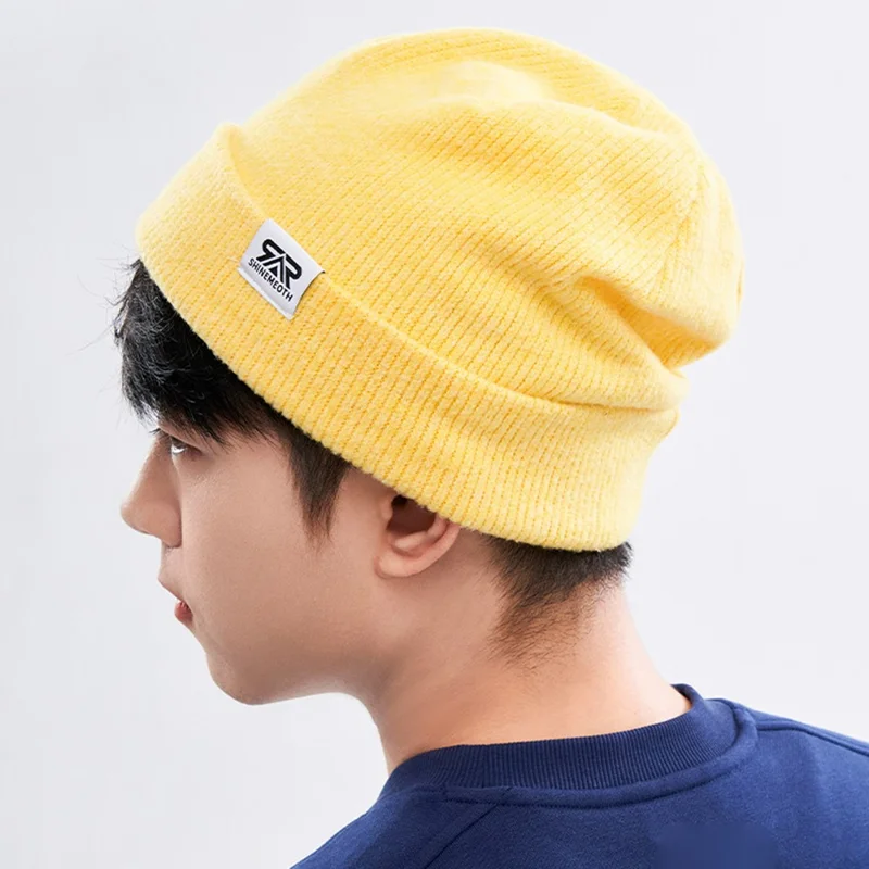 SHINEMEOTH Vinter Varm Vindtät Skallmössa Unisex Enfärgad Elastisk Beanie Stickad Mössa - SH-8EE014-04