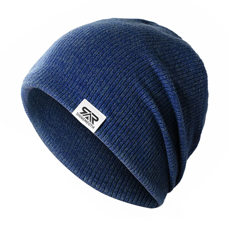 SHINEMEOTH Winter Warm Windproof Skull Cap Unisex Solid Color Elastic Beanie Knit Hat - SH-8EE014-05