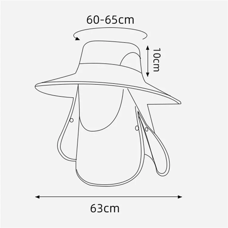 XMZ273 60-65CM Nylon Fishing Hat UV Protection Cap with Detachable Face Cover - Dark Grey