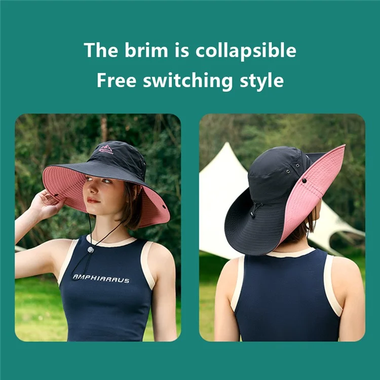 GOLOVEJOY Summer Hat Wide Brim UPF 50+ UV Protection Fishing Cap - XMZ77 / Black