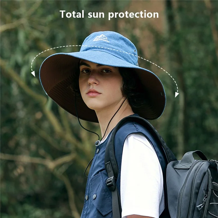 GOLOVEJOY Summer Hat Wide Brim UPF 50+ UV Protection Fishing Cap - XMZ77 / Black