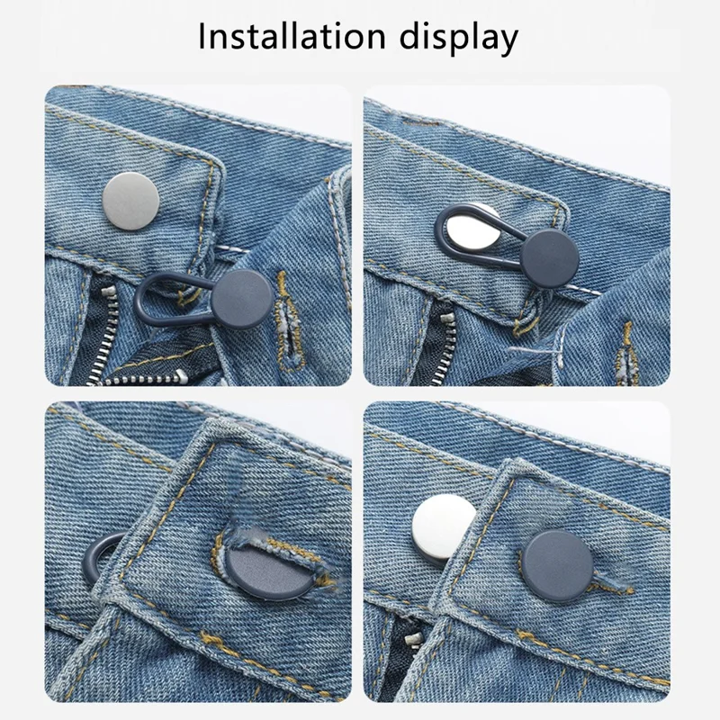 15mm+18mm 2Pcs Pants Plastic Button Extenders Jeans Waist Extension Button Set - Black