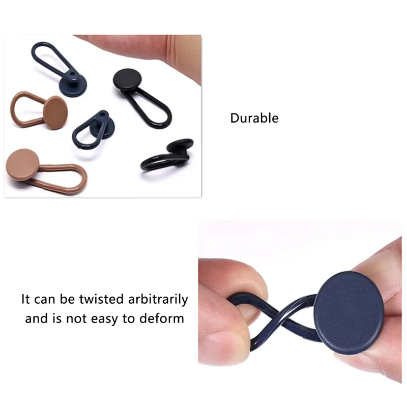 15mm+18mm 2Pcs Pants Plastic Button Extenders Jeans Waist Extension Button Set - Black