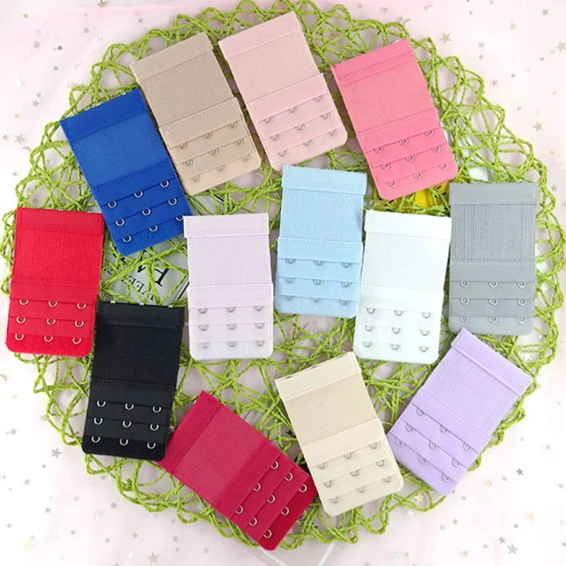 3Pcs 5.6x9.7cm Women 3-Hook 3 Rows Spacing Bra Extender Extension Hooks Strap - Skin Tone