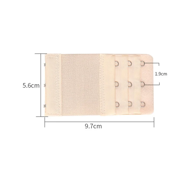 3Pcs 5.6x9.7cm Women 3-Hook 3 Rows Spacing Bra Extender Extension Hooks Strap - Skin Tone