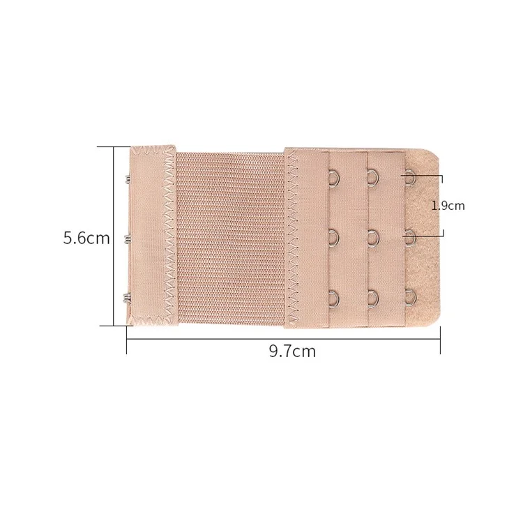3Pcs 5.6x9.7cm Women 3-Hook 3 Rows Spacing Bra Extender Extension Hooks Strap - Apricot