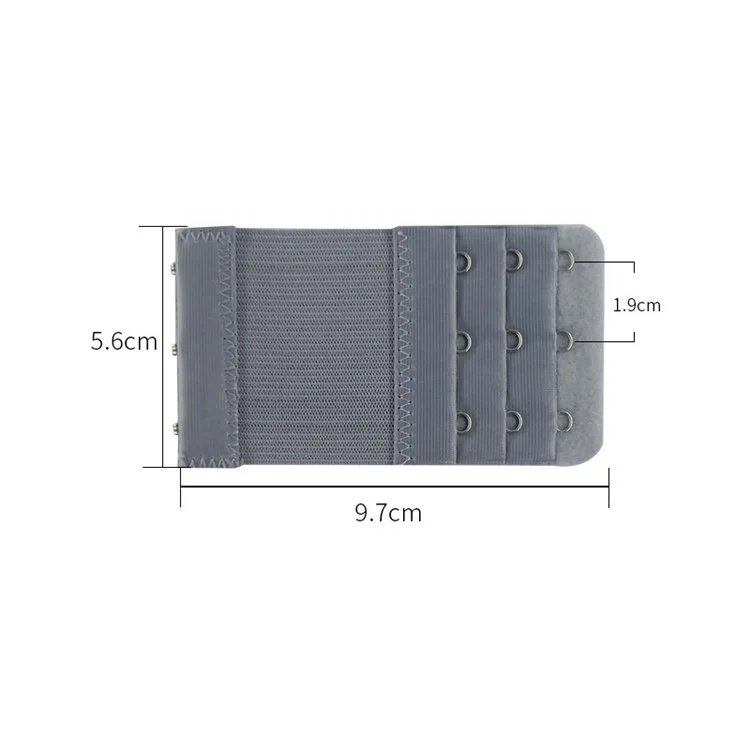 3Pcs 5.6x9.7cm Women 3-Hook 3 Rows Spacing Bra Extender Extension Hooks Strap - Silver Gray