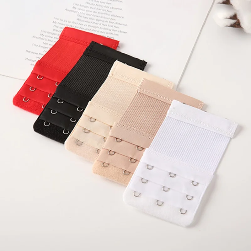 3Pcs 5.6x9.7cm Women 3-Hook 3 Rows Spacing Bra Extender Extension Hooks Strap - White