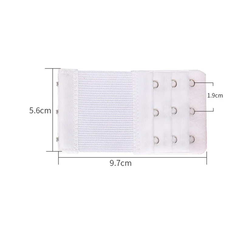 3Pcs 5.6x9.7cm Women 3-Hook 3 Rows Spacing Bra Extender Extension Hooks Strap - White