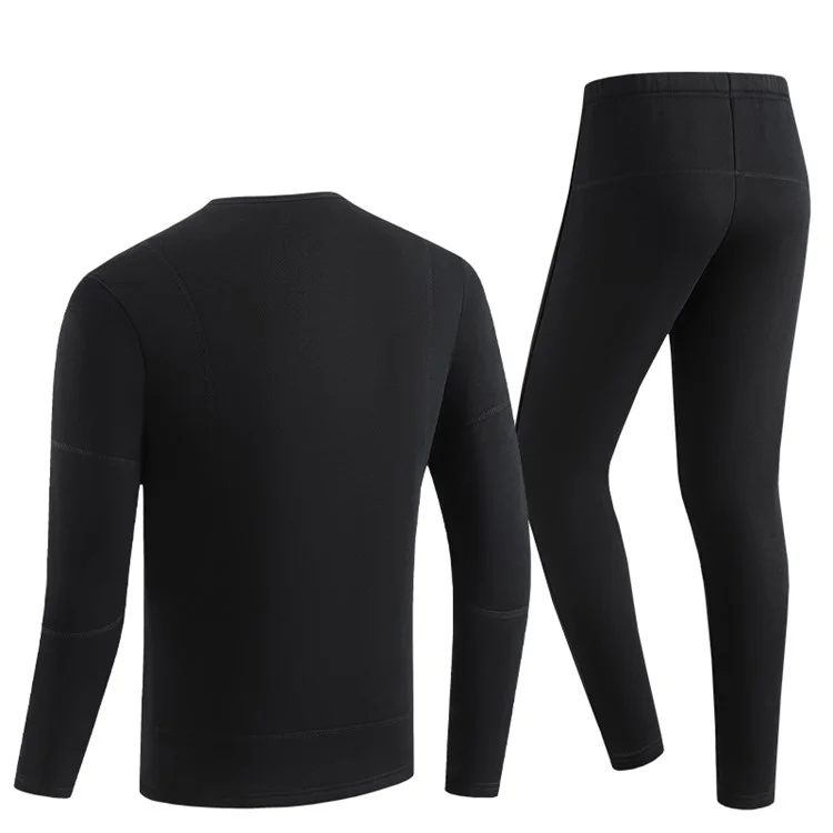 1805-30 Winter 30 Heating Zones Thermal Underwear Electric Heating Cold-proof Underwear Suit (without Power Bank) - Black / 3XL