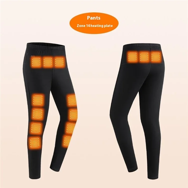 1805-30 Winter 30 Heating Zones Thermal Underwear Electric Heating Cold-proof Underwear Suit (without Power Bank) - Black / 3XL